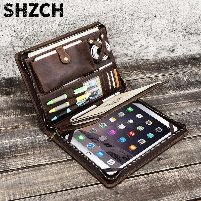 Tech Accessories For Ipad - Leder-Tablet-Aufbewahrungstasche für Apple iPad mit Reißverschluss