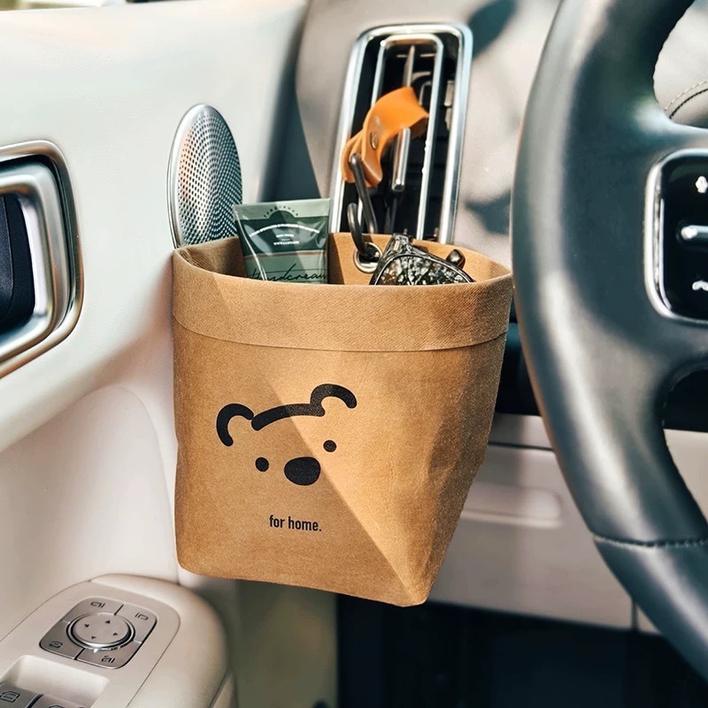 Tech Accessories Bag - Auto-Organizer aus waschbarem Kraftpapier, hängender Abfalleimer,