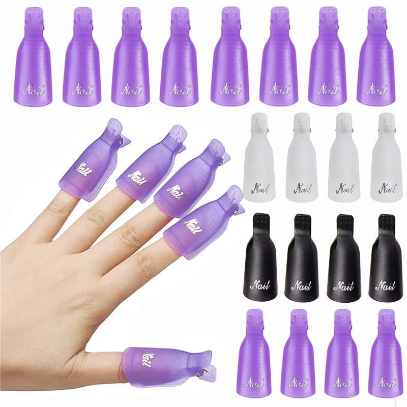 Nail Tech Accessories - 10 Stück Kunststoff-Acryl-Nagelkunst-Entfernungsclips für UV-Gel-Nagellack, Werkzeug